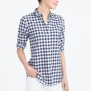 J.Crew Classic Navy Gingham Button-down Size M EUC